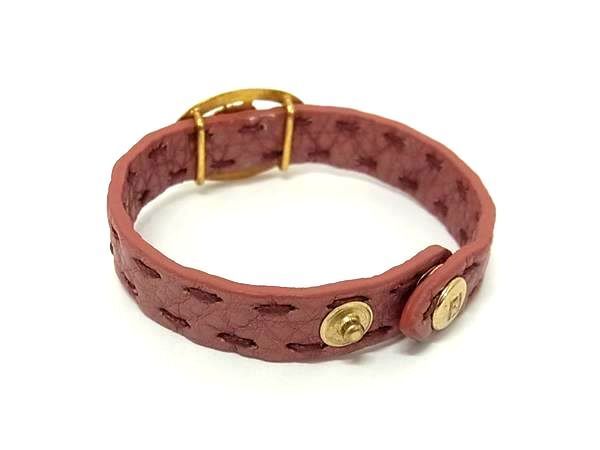 Fendi Bracelet Selleria Pink Gold Leather Ladies Horse Motif