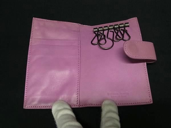 Bottega Veneta Key Case Intrecciato Pink Purple Leather Women's 6-stack