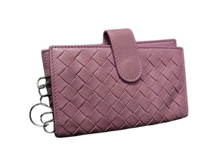 Bottega Veneta Key Case Intrecciato Pink Purple Leather Women's 6-stack