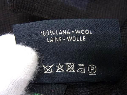 Fendi Scarf Zucca Dark Brown Navy 100% Wool Men Excellent Condition