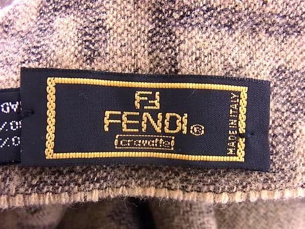 Fendi Scarf Zucca Brown 100% Wool Unisex Fringe Excellent Condition