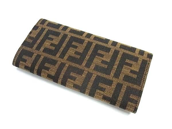 Fendi Wallet Zucca 8m0021 Brown Canvas And Leather Unisex Bifold Long Wallet