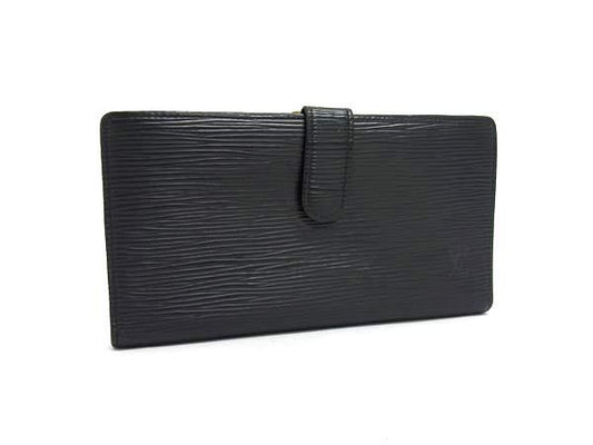 Louis Vuitton Long Wallet Epi Continental Viennese M63252 Black Leather Ladies