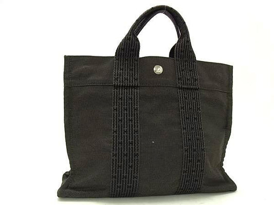 Hermes Tote Her Line Tote PM Grey Canvas Unisex Silver Hardware