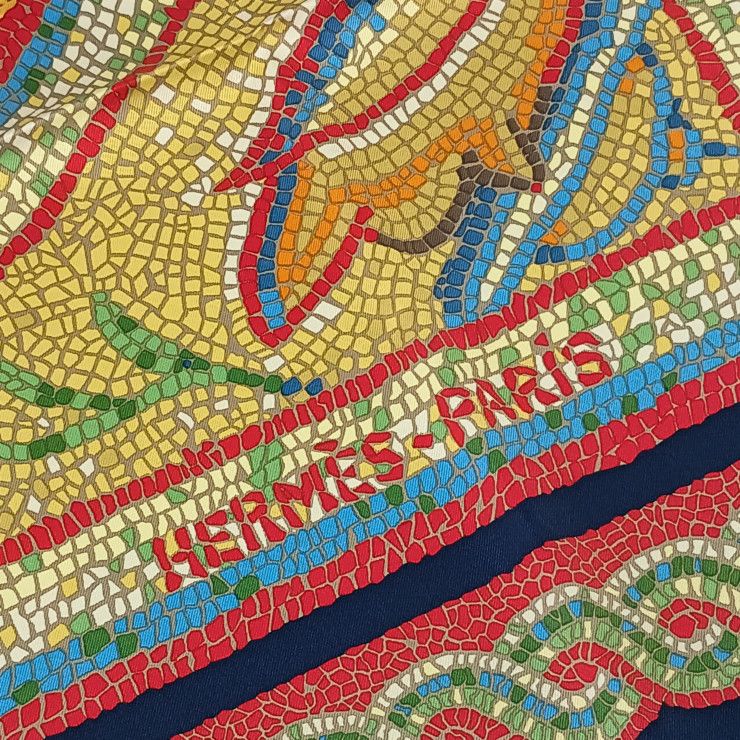 Hermes Scarf Carr 90 SOUS LE Cedre Multicolor Silk Ladies Large Size Super