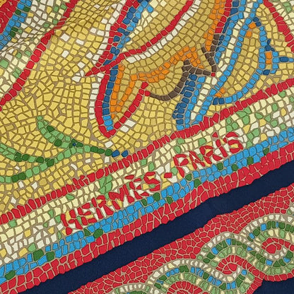 Hermes Scarf Carr 90 SOUS LE Cedre Multicolor Silk Ladies Large Size Super