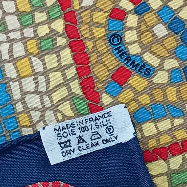 Hermes Scarf Carr 90 SOUS LE Cedre Multicolor Silk Ladies Large Size Super