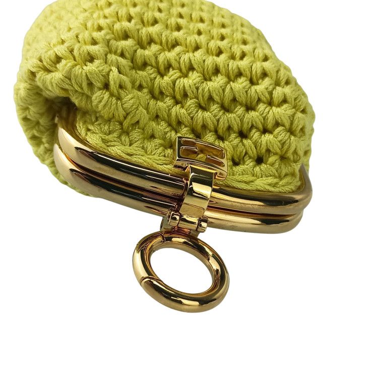 Fendi Coin Case Cotton Coin Case 8m0454 Yellow Cotton Ladies Clasp Gold