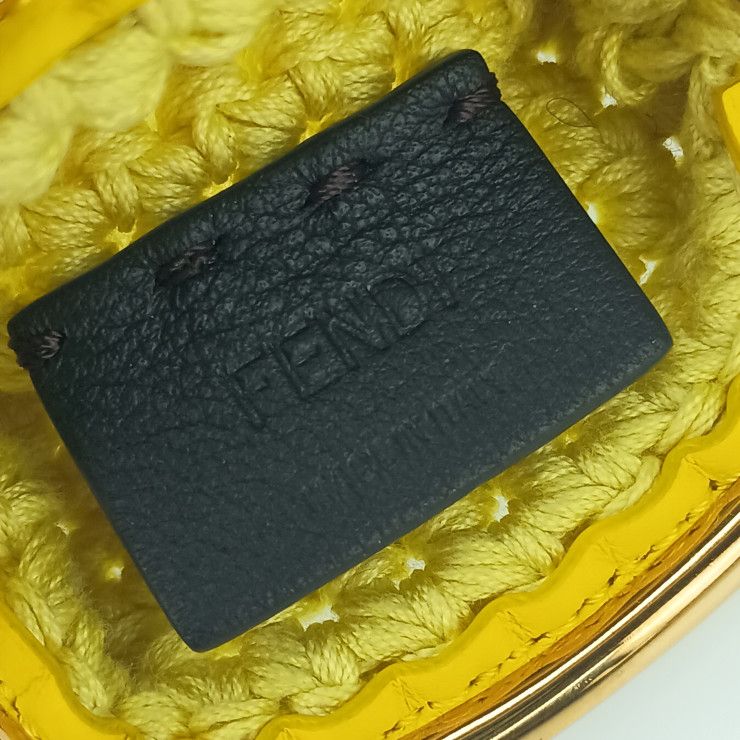 Fendi Coin Case Cotton Coin Case 8m0454 Yellow Cotton Ladies Clasp Gold