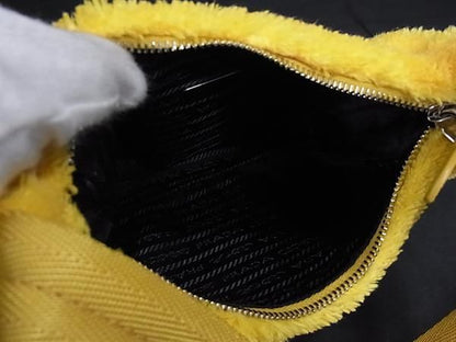 Prada Handbag Terry Mini Reedition2000 1ne515 Yellow Black Pile Ladies White