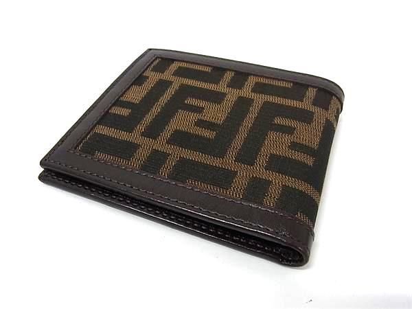 Fendi Wallet Zucca 230930789 099 Brown Leather X Canvas Men's Bifold Wallet