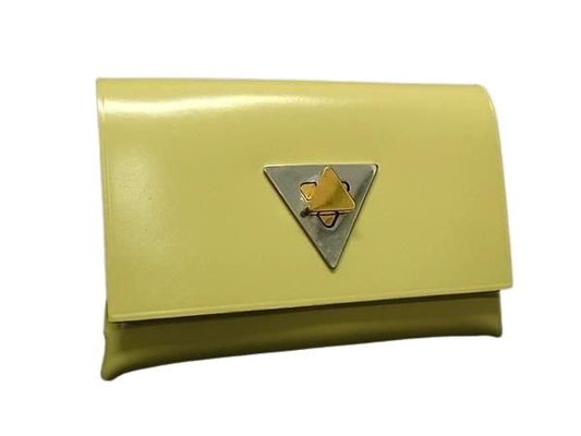 Bottega Veneta Coin Case Triangle 651446 Pastel Yellow Leather Unisex Turnlock