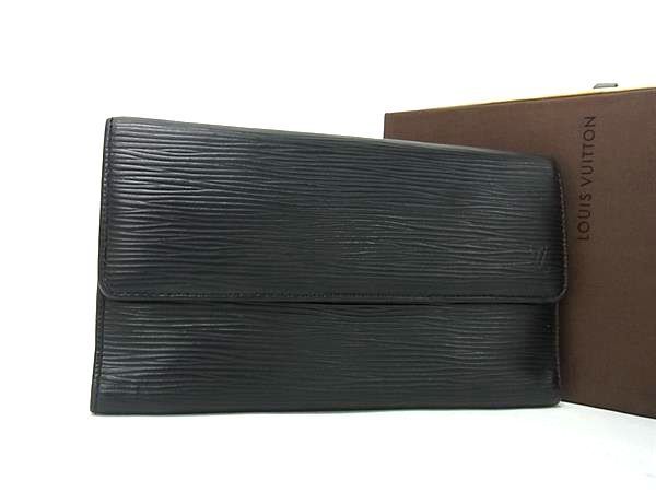 Louis Vuitton Long Wallet Porte Trsor International M63382 Black Epi Ladies