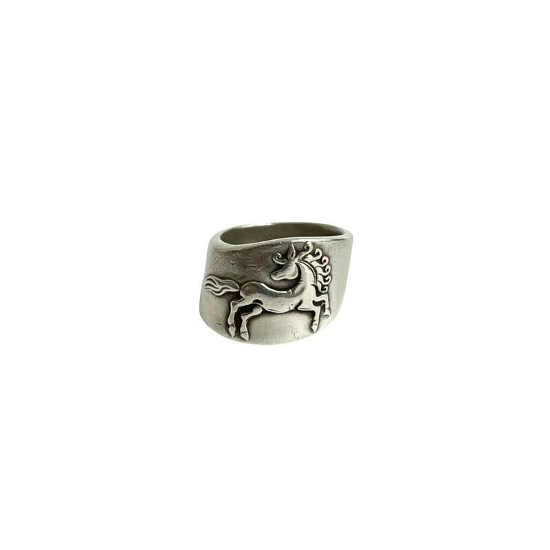 Hermes Gallop Horse Ring Silver 925 No 9 Accessory