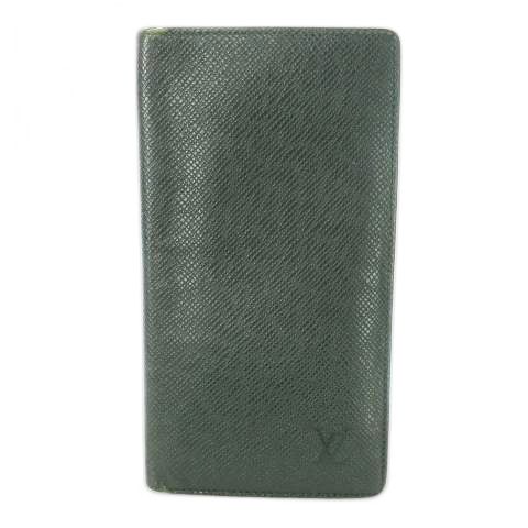 Louis Vuitton Long Wallet Without Coin Purse Taiga Leather Logo Shape Stamped