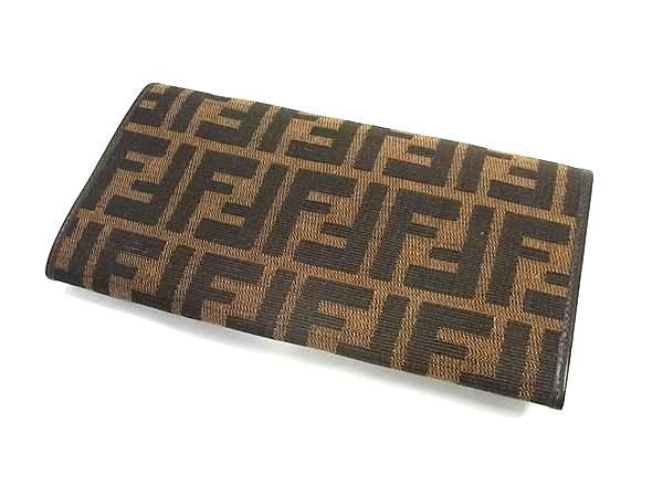 Fendi Bifold Wallet Zucca Long Wallet 07 15828 001 Brown Black Canvas And