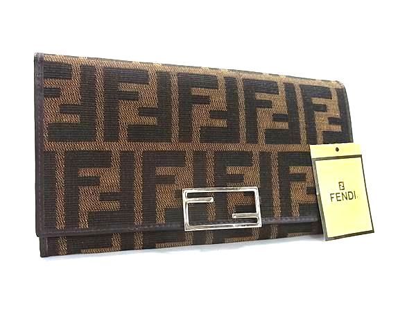 Fendi Bifold Wallet Zucca Long Wallet 07 15828 001 Brown Black Canvas And