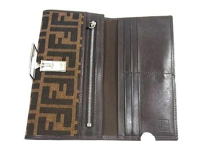 Fendi Bifold Wallet Zucca Long Wallet 07 15828 001 Brown Black Canvas And