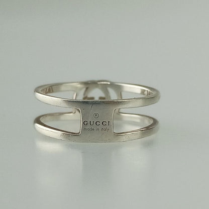 Gucci Rings Interlocking G Slim Open Band Ring 298036 Silver Ag925 Ladies