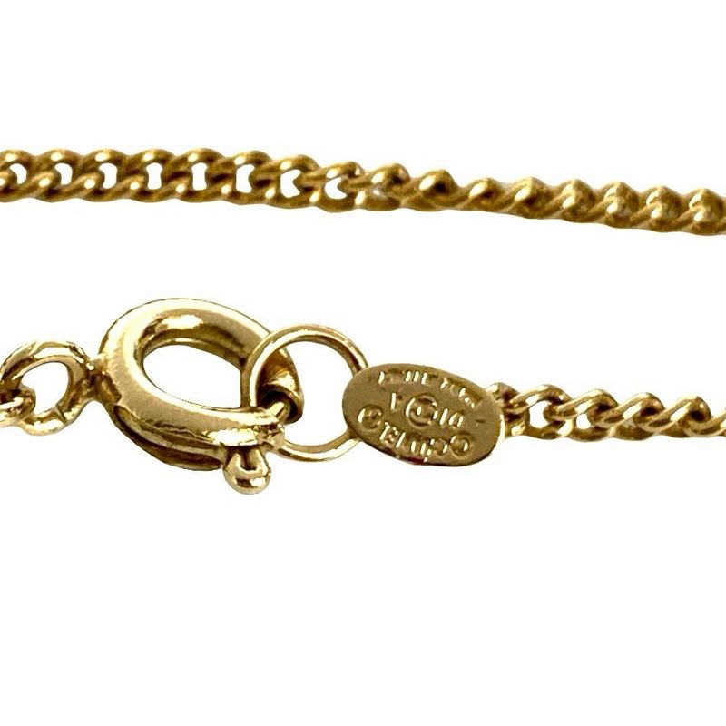 Chanel Vintage Coco Mark GP Necklace Pendant Choker Gold Pink 01A
