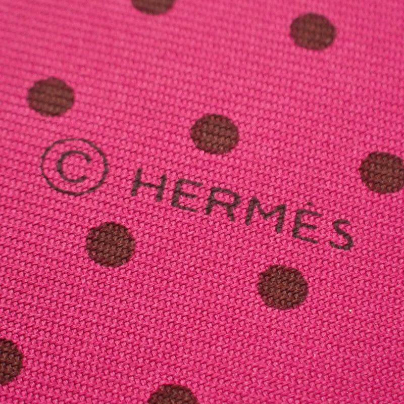Hermes Polka Dot Scarf Silk Pink Black Women's Reversible Fringe Autumn Winter