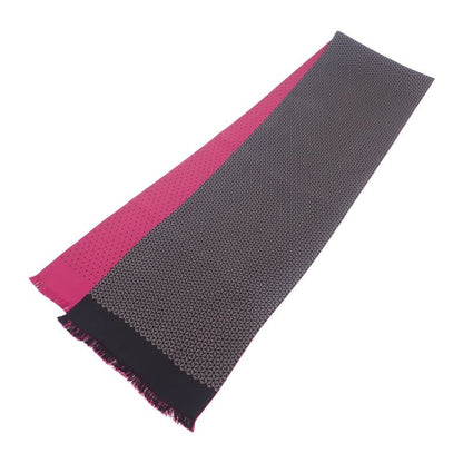 Hermes Polka Dot Scarf Silk Pink Black Women's Reversible Fringe Autumn Winter