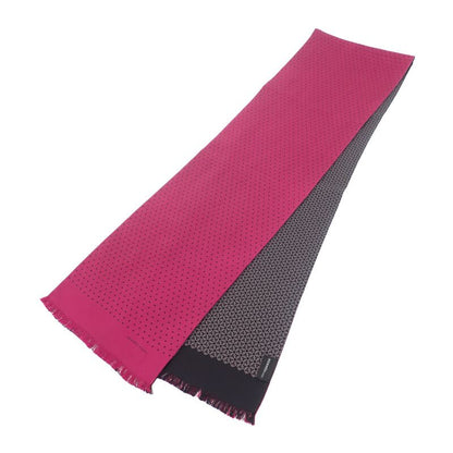 Hermes Polka Dot Scarf Silk Pink Black Women's Reversible Fringe Autumn Winter