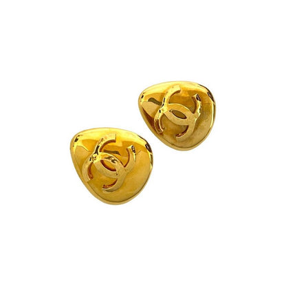 Chanel Vintage Coco Mark GP Earrings Ear Cuff Accessory Gold 93P