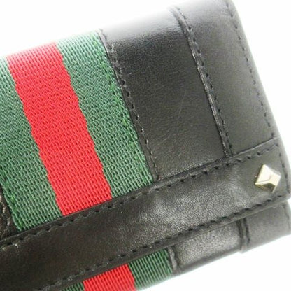 Gucci Key Case Leather Sherry Line Studded 6 Stacks Black Ck26 - Gy18