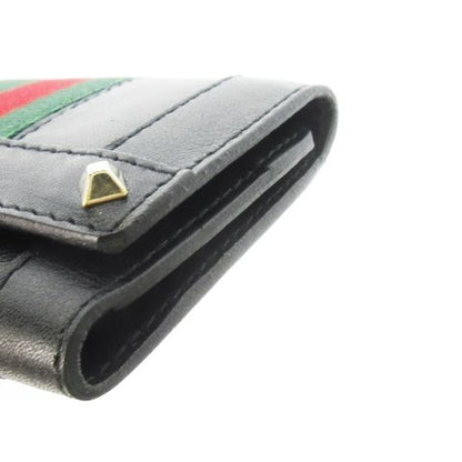 Gucci Key Case Leather Sherry Line Studded 6 Stacks Black Ck26 - Gy18