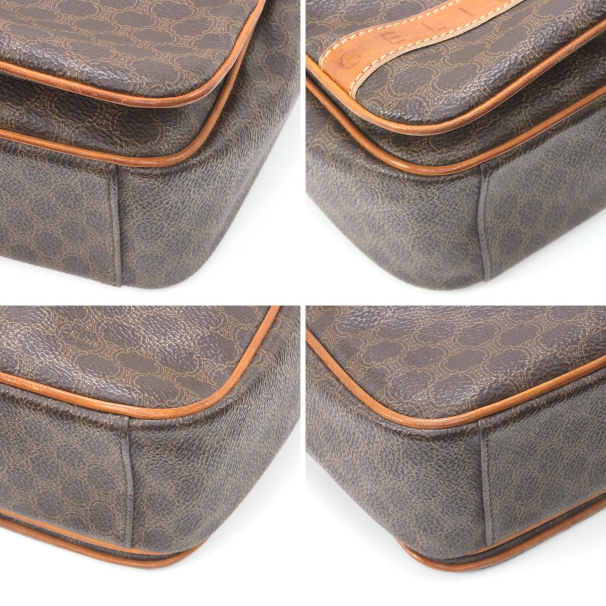 Celine Macadam Pattern Shoulder Bag Brown