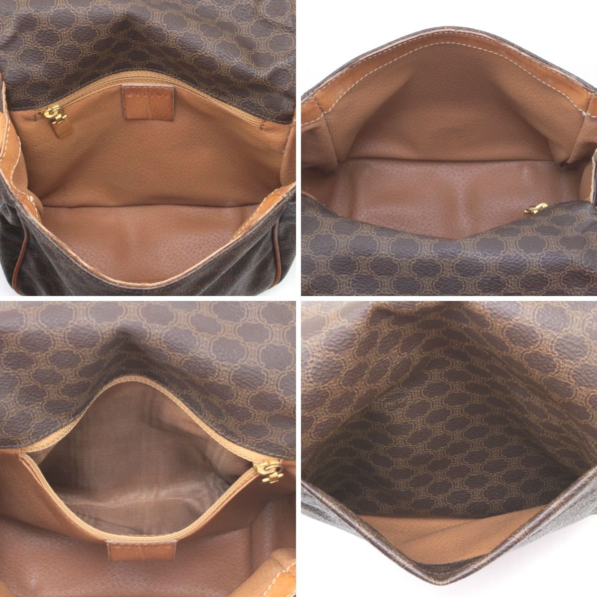 Celine Macadam Pattern Shoulder Bag Brown