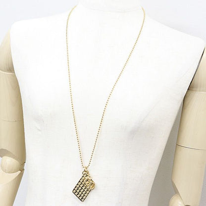 Dior Houndstooth Long Necklace Gold Color Metal 81.5 cm CD Logo