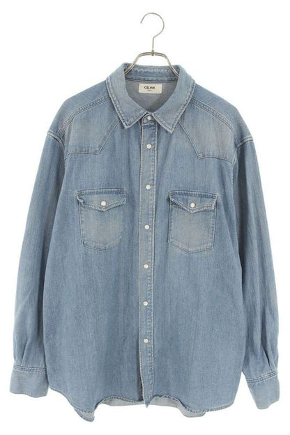 Celine Oversize D Denim Long Sleeve Shirt Men's L