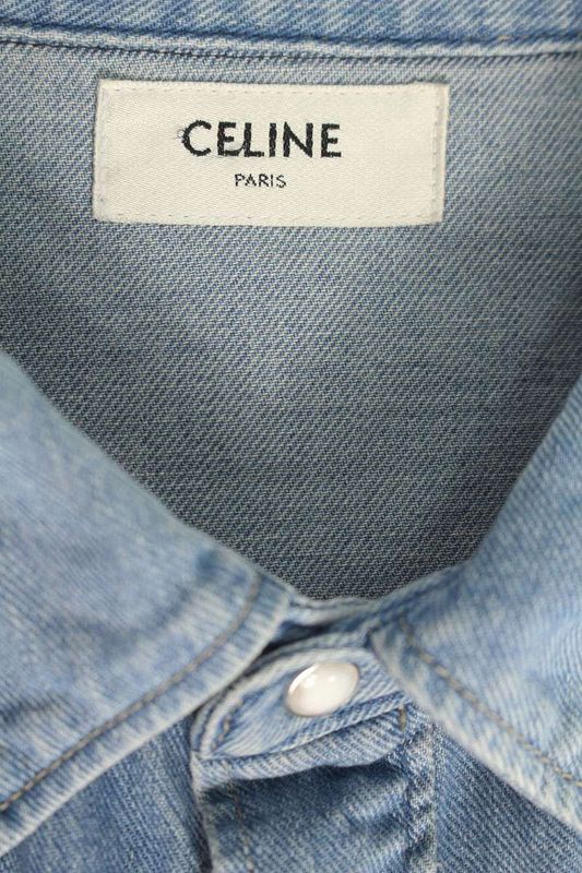 Celine Oversize D Denim Long Sleeve Shirt Men's L