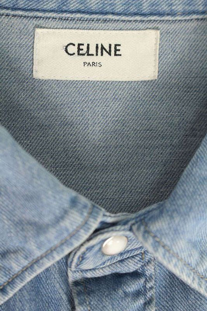 Celine Oversize D Denim Long Sleeve Shirt Men's L