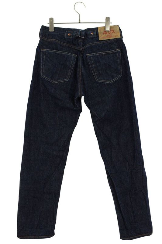 Prada Gep358 Triangle Logo Plate Denim Pants Men's 31