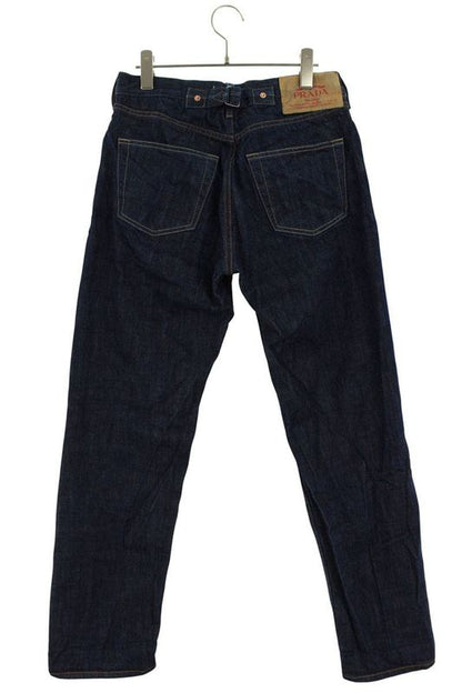 Prada Gep358 Triangle Logo Plate Denim Pants Men's 31