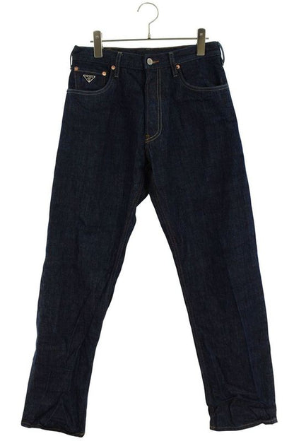 Prada Gep358 Triangle Logo Plate Denim Pants Men's 31