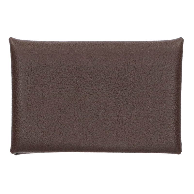 Hermes Calvi W Engraved Chevre Svhardware Leather Coin Case Ladies