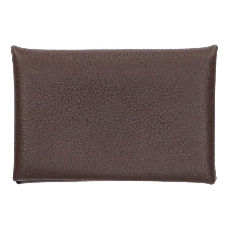 Hermes Calvi W Engraved Chevre Svhardware Leather Coin Case Ladies