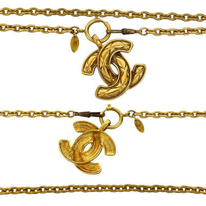 Chanel Vintage Coco Mark Motif GP Chain Necklace Pendant Accessory