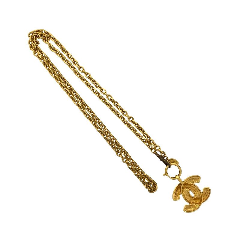 Chanel Vintage Coco Mark Motif GP Chain Necklace Pendant Accessory