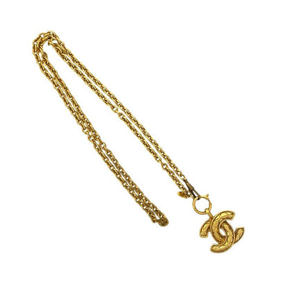 Chanel Vintage Coco Mark Motif GP Chain Necklace Pendant Accessory