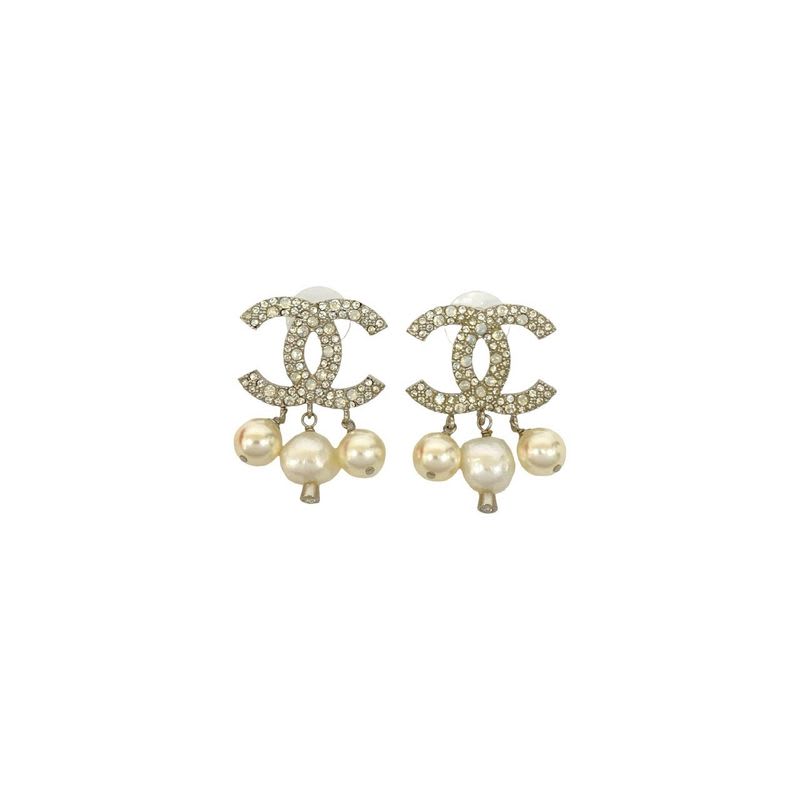 Chanel Coco Mark Motif Plated Rhinestone Fake Pearl 17BK
