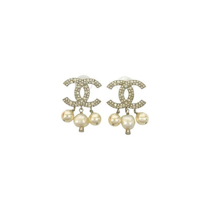 Chanel Coco Mark Motif Plated Rhinestone Fake Pearl 17BK