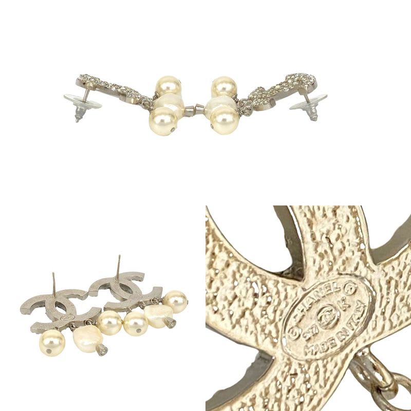 Chanel Coco Mark Motif Plated Rhinestone Fake Pearl 17BK