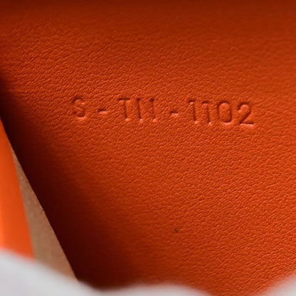 Celine Long Wallet Round Zipper Orange Beige Leather Linen 09 Bs057
