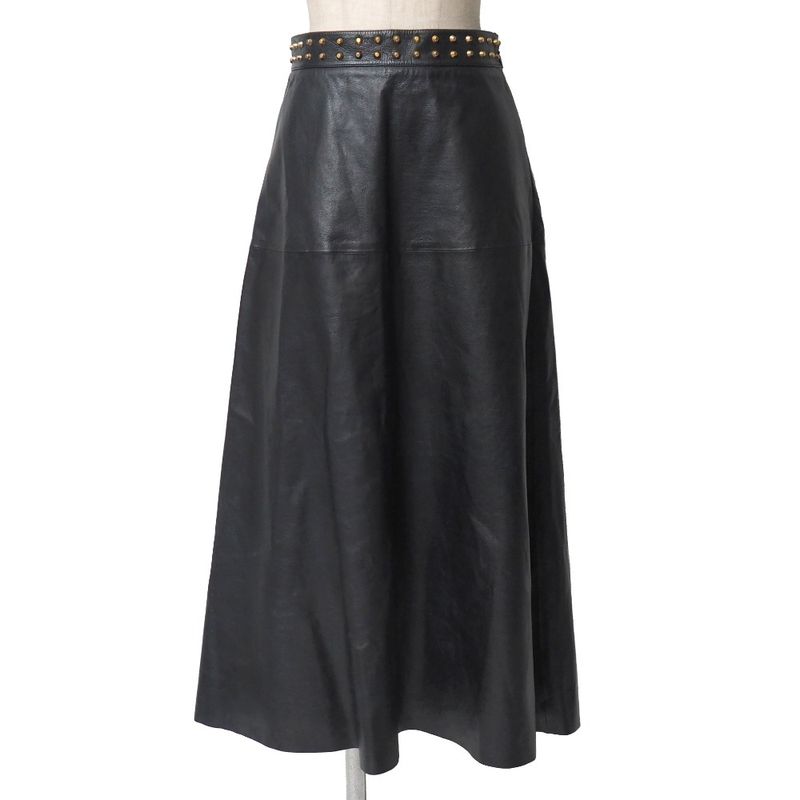 Gucci Long Skirt Size 40 Studded Leather Flared Skirt Made in Italy 20251125