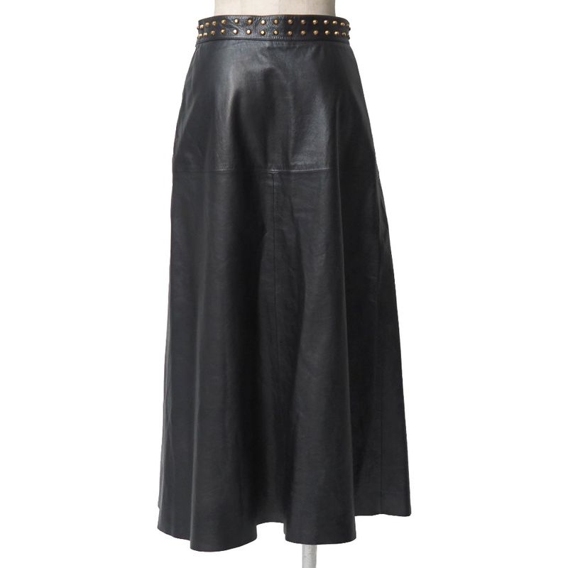 Gucci Long Skirt Size 40 Studded Leather Flared Skirt Made in Italy 20251125